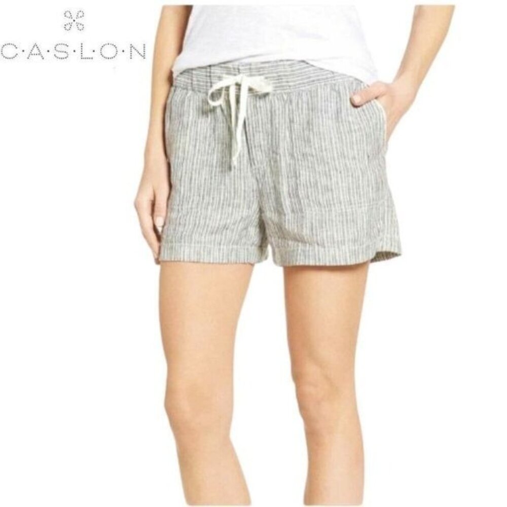 CASLON 100% Linen Tie-Waist Women's‎ Striped Chino Short